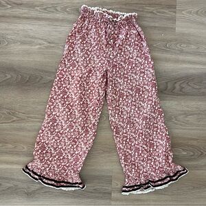 Doen Pajama bottom XS crisp cotton with velvet and lace detail on bottom